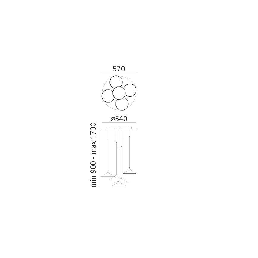 Artemide 0355030A - LED prigušivački luster na užetu ORSA CLUSTER LED/37W/230V 3000K