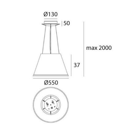 Artemide 1124110A - Luster na sajli CHOOSE MEGA 3xE27/12W/230V pr. 55 cm bijela