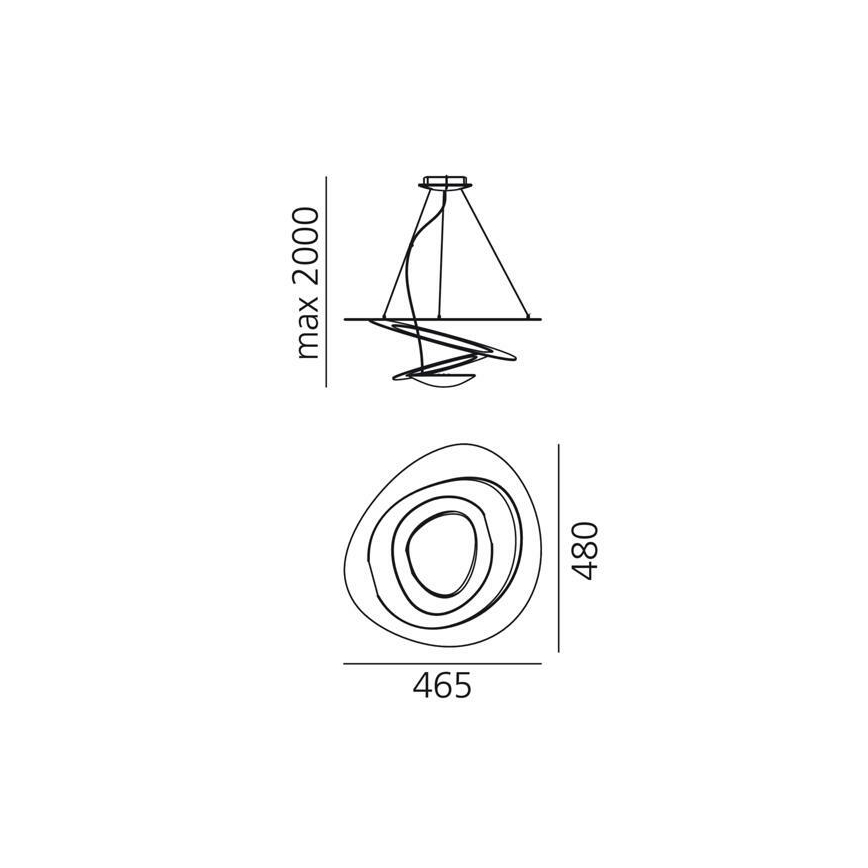 Artemide 1249020A - LED Prigušivi luster na sajli PIRCE LED/27W/230V 3000K zlatna