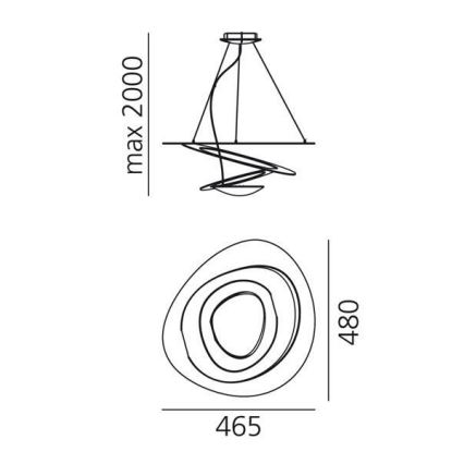 Artemide 1249020A - LED prigušivački luster na užetu PIRCE LED/27W/230V 3000K zlatna