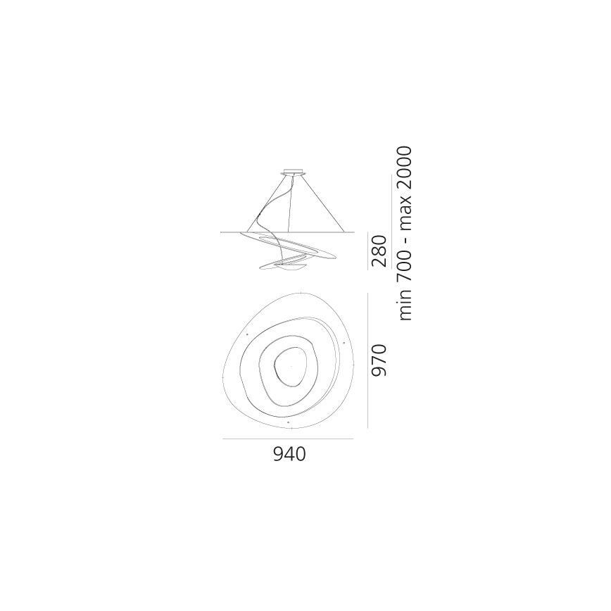 Artemide 1254110A - LED Prigušivi luster na sajli PIRCE LED/44W/230V 3000K bijela