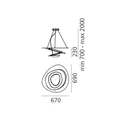 Artemide 1256110A - LED Prigušivi luster na sajli PIRCE LED/44W/230V 3000K bijela