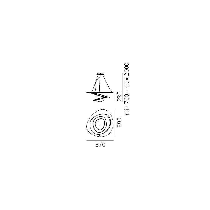 Artemide 1256120A - LED Prigušivi luster na sajli PIRCE LED/44W/230V 3000K zlatna