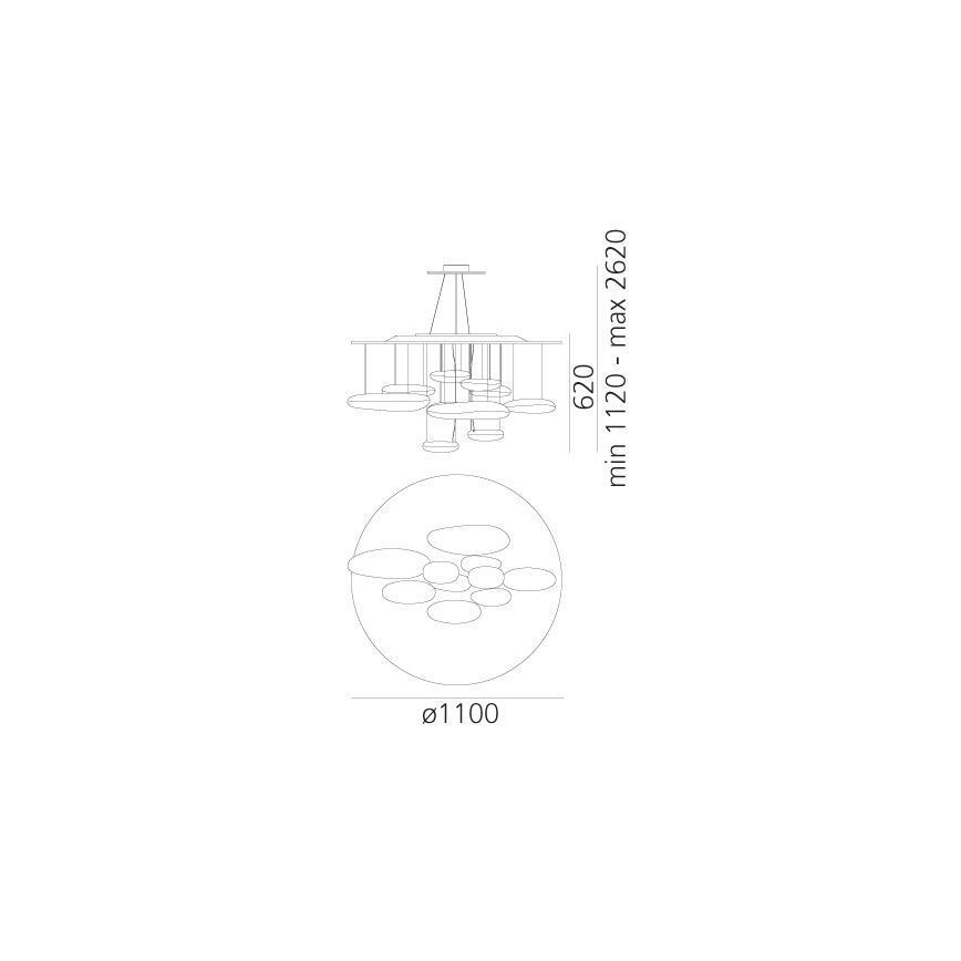 Artemide 1367110A - LED prigušivački luster na užetu MERCURY LED/58W/230V 3000K