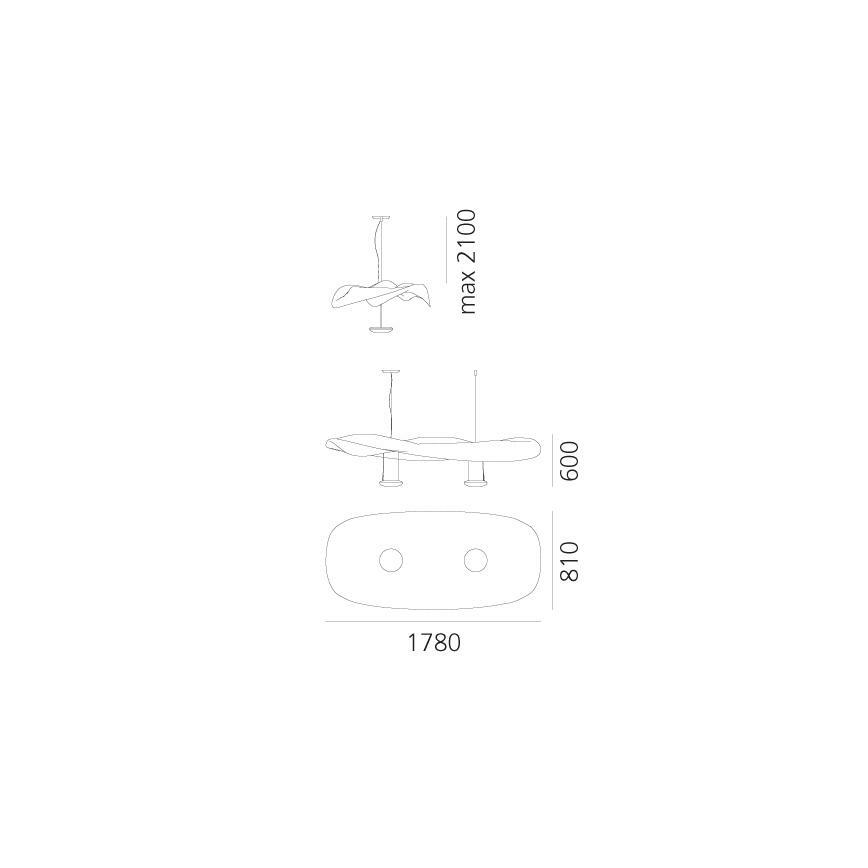 Artemide 1513010A - Luster na užetu COSMIC ANGEL 2xR7s/11W/230V sjajni krom