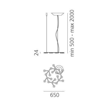 Artemide 1575050APP - LED Prigušivi luster na sajli NET LED/43W/230V pr. 65 cm 3000K