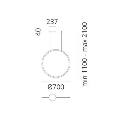Artemide 1992030APP - LED Prigušivi luster na sajli DISCOVERY LED/40W/230V 3000K crna