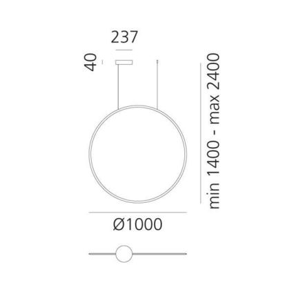 Artemide 1993030APP - LED Prigušivi luster na sajli DISCOVERY LED/60W/230V 3000K crna