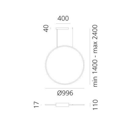 Artemide 1993230APP - LED Prigušivi luster na sajli DISCOVERY LED/71W/230V 2700-6500K crna