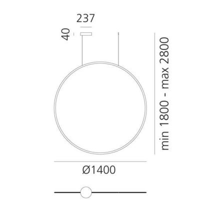 Artemide 1994030APP - LED Prigušivi luster na sajli DISCOVERY LED/80W/230V 3000K crna