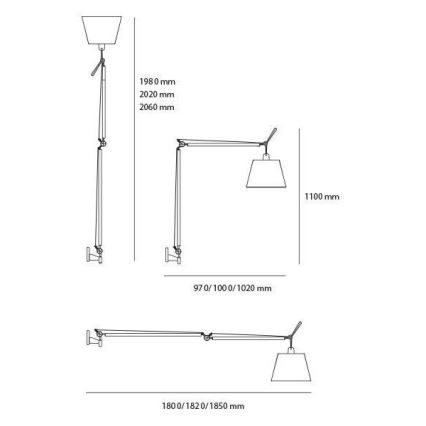 Artemide AT0066A+AT0066B+AT0066C - Podna lampa TOLOMEO MEGA 1xE27/150W/230V