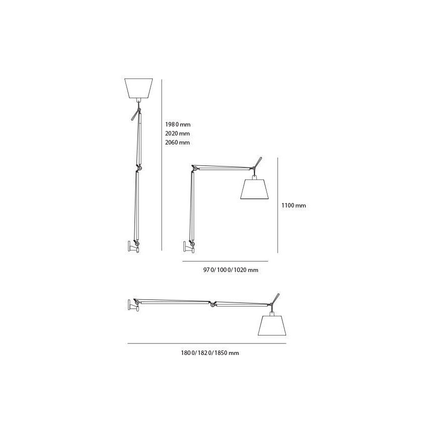 Artemide AT0066A+AT0066B+AT0066C - Podna lampa TOLOMEO MEGA 1xE27/150W/230V