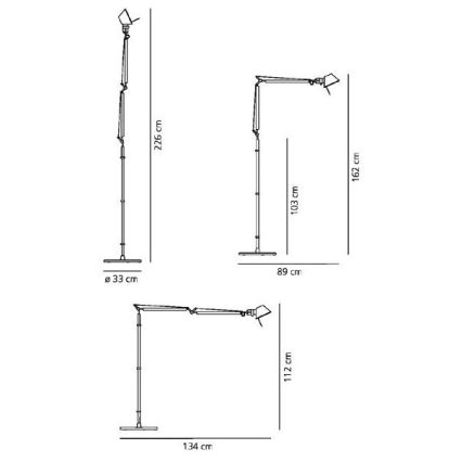Artemide AT0069A+AT0069B - Podna lampa TOLOMEO BASCULANTE 1xE27/100W/230V