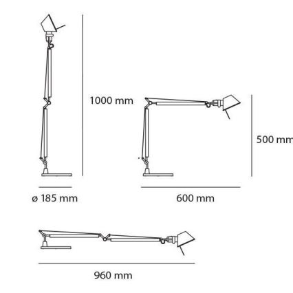 Artemide AR A015100+AR A003900 SET - LED stolna lampa s prigušivačem TOLOMEO MIDI 1xLED/9W/230V