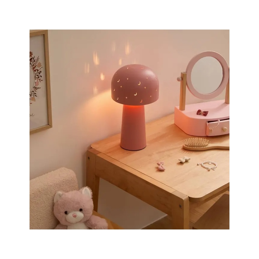 Atmosphera - Dječja stolna svjetiljka STARRY MUSHROOM 1xE14/25W/230V ružičasta