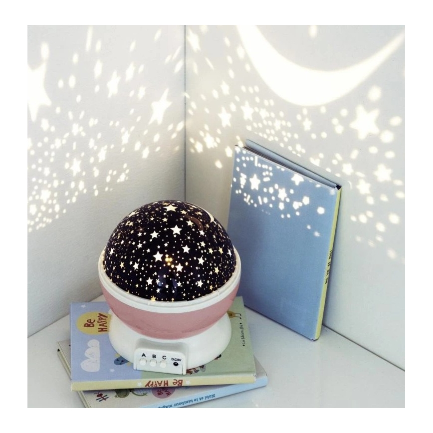 Atmosphera - LED dječji projektor 3xAA, ružičasti