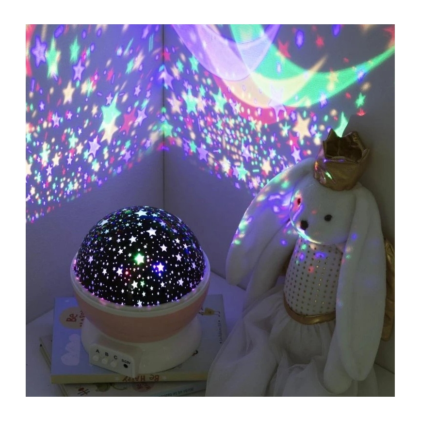 Atmosphera - LED dječji projektor 3xAA, ružičasti