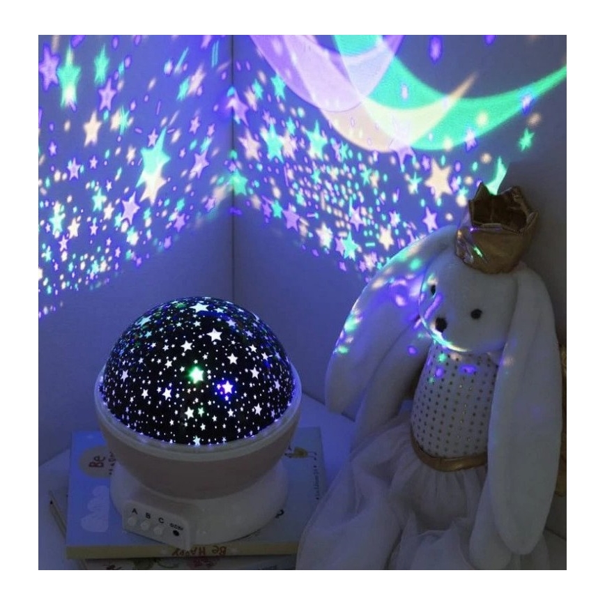 Atmosphera - LED dječji projektor 3xAA, ružičasti