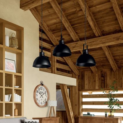 Atmosphera - Luster na lancu BASALT 1xE27/25W/230V crna