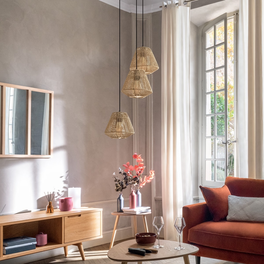 Atmosphera - Luster na sajli JILY 3xE27/40W/230V juta