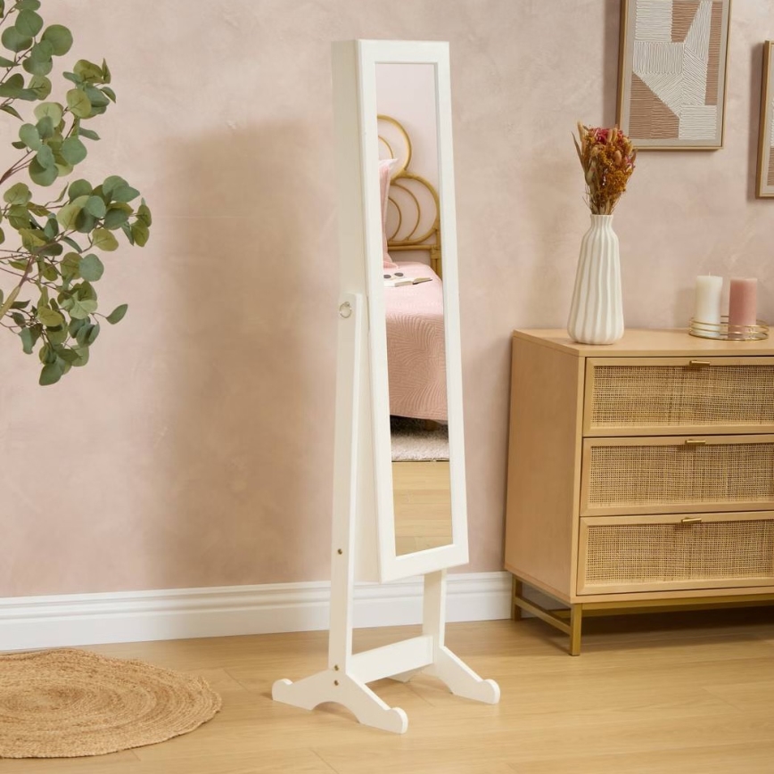 Atmosphera - Stojeće ogledalo s kutijom za nakit KRISTIN 146,8x37 cm bijelo
