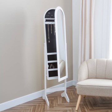 Atmosphera - Stojeće ogledalo s kutijom za nakit LEXY 158x38 cm bijelo