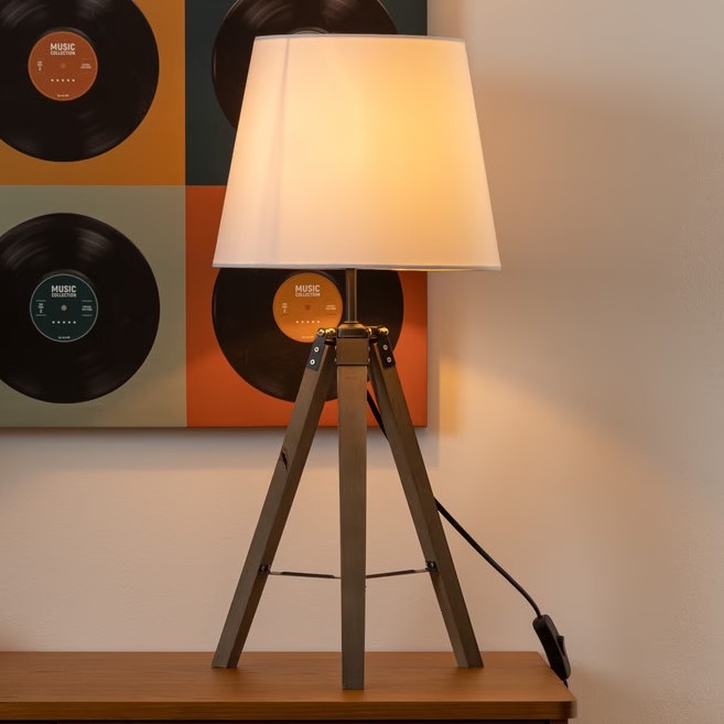 Atmosphera - Stolna lampa RUNO 1xE27/25W/230V drvo/bijela