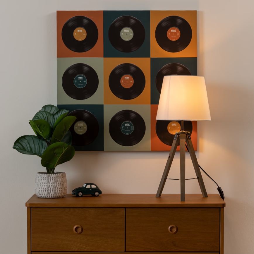 Atmosphera - Stolna lampa RUNO 1xE27/25W/230V drvo/bijela