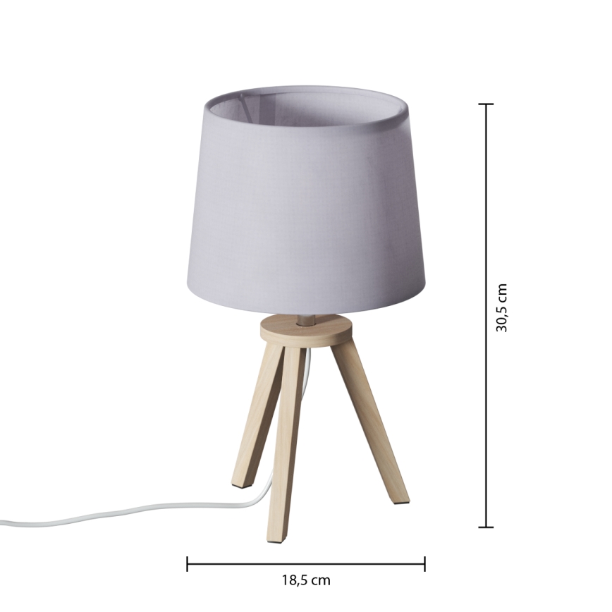 Atmosphera - Stolna lampa TRIPOD 1xE14/40W/230V borovina/siva