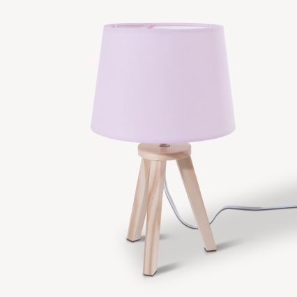 Atmosphera - Stolna svjetiljka TRIPOD 1xE14/40W/230V borovina/ružičasta