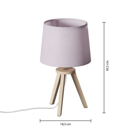 Atmosphera - Stolna svjetiljka TRIPOD 1xE14/40W/230V borovina/ružičasta