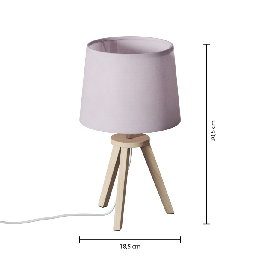 Atmosphera - Stolna svjetiljka TRIPOD 1xE14/40W/230V borovina/ružičasta
