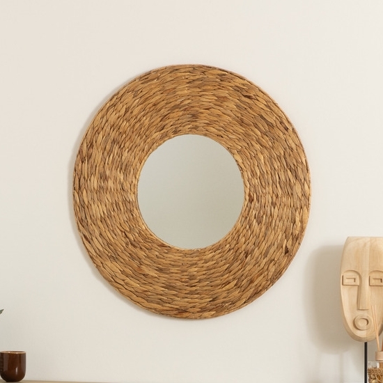 Atmosphera - Zidni ogledalo LORENA promjera 75 cm od vodene hijacinte
