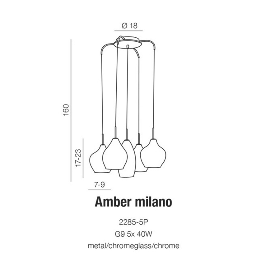 Azzardo AZ3076 - Luster na sajli AMBER 5xG9/40W/230V