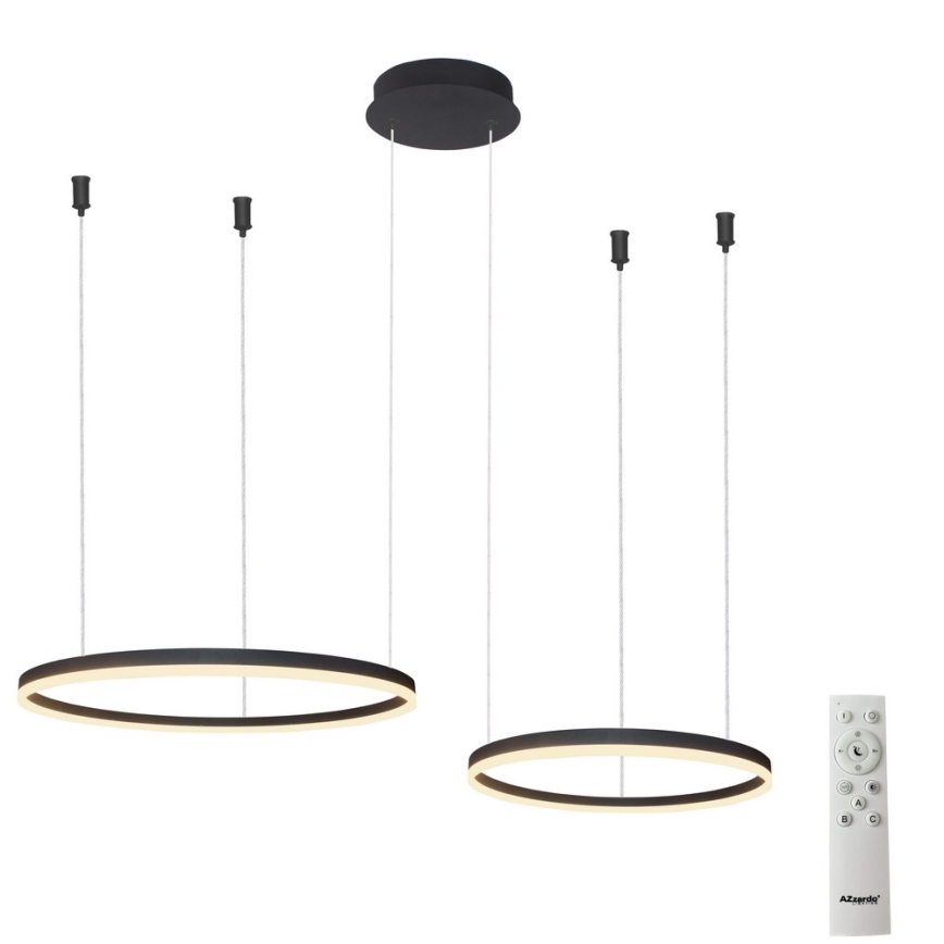 Azzardo AZ4978 - LED Prigušivi luster na sajli HALO LED/90W/230V crna + daljinski upravljač