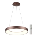 Azzardo AZ5007 - LED prigušivač luster na užetu SANTANA LED/50W/230V smeđa + daljinski upravljač