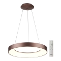 Azzardo AZ5011 - LED prigušivač luster na užetu SANTANA LED/80W/230V smeđa + daljinski upravljač