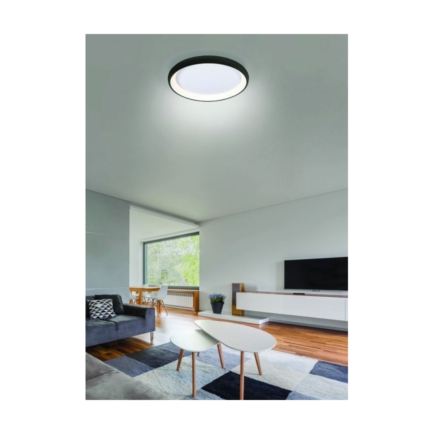 Azzardo AZ5075 - LED stropna svjetiljka s prigušivanjem ANTONIO LED/80W/230V crna + daljinski upravljač
