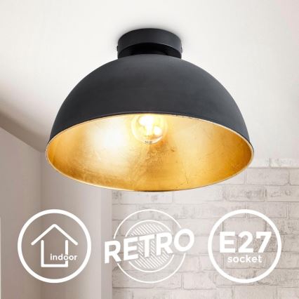 B.K. Licht 1322 - Stropna svjetiljka 1xE27/60W/230V crna/zlatna