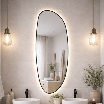 Baltica Design - LED kupaonsko zidno ogledalo s pozadinskim osvjetljenjem STONE FLUID LED/15W/230V 4500K 155x50 cm IP65 crna