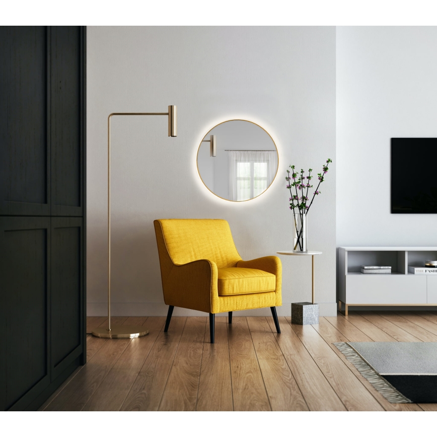 Baltica Design - LED zidno ogledalo za kupaonicu s pozadinskim osvjetljenjem BRIGHT LED/15W/230V 4500K, promjera 90 cm, IP65, zlatno