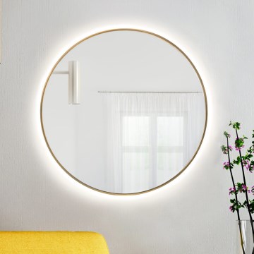 Baltica Design - LED zidno ogledalo za kupaonicu s pozadinskim osvjetljenjem BRIGHT LED/15W/230V 4500K, promjera 90 cm, IP65, zlatno