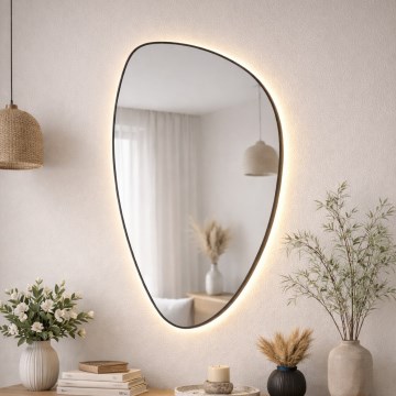 Baltica Design - LED zidno ogledalo za kupaonicu s pozadinskim osvjetljenjem STONE FLUID LED/15W/230V 2700K 92x55 cm IP65 crna