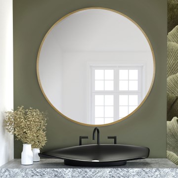 Baltica Design - Zidno ogledalo TINY BORDER promjera 60 cm, zlatno
