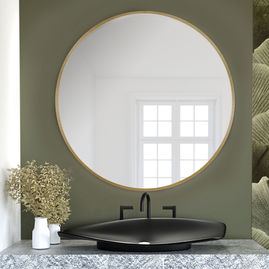 Baltica Design - Zidno ogledalo TINY BORDER promjera 60 cm, zlatno