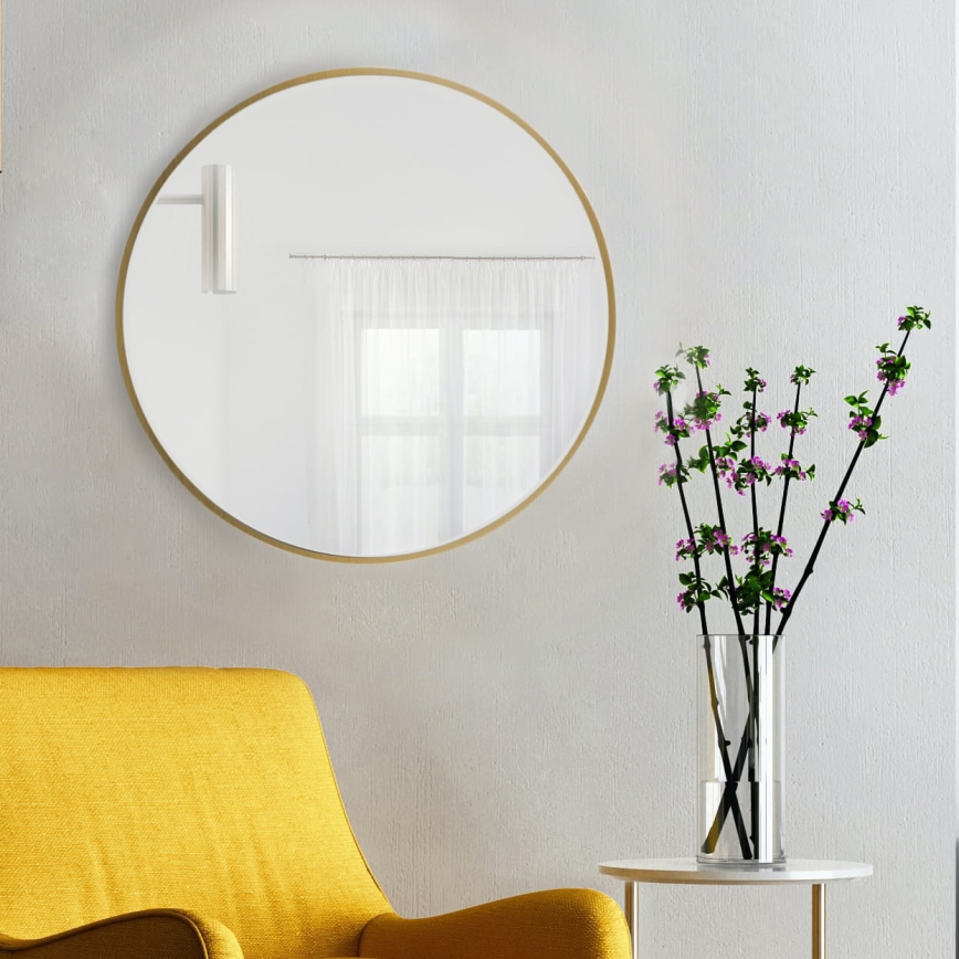Baltica Design - Zidno ogledalo TINY BORDER promjera 60 cm, zlatno