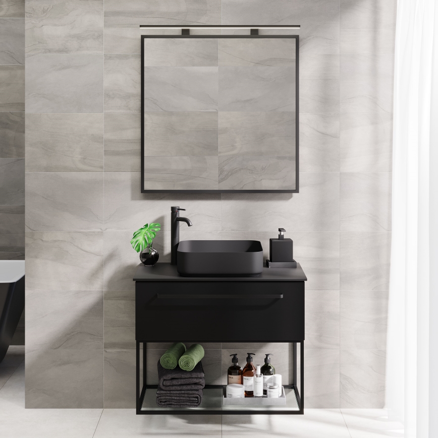 BATH DELUXE 01-080-05-02-00 - Kupaonsko ogledalo BORGSTED 80x80 cm crna