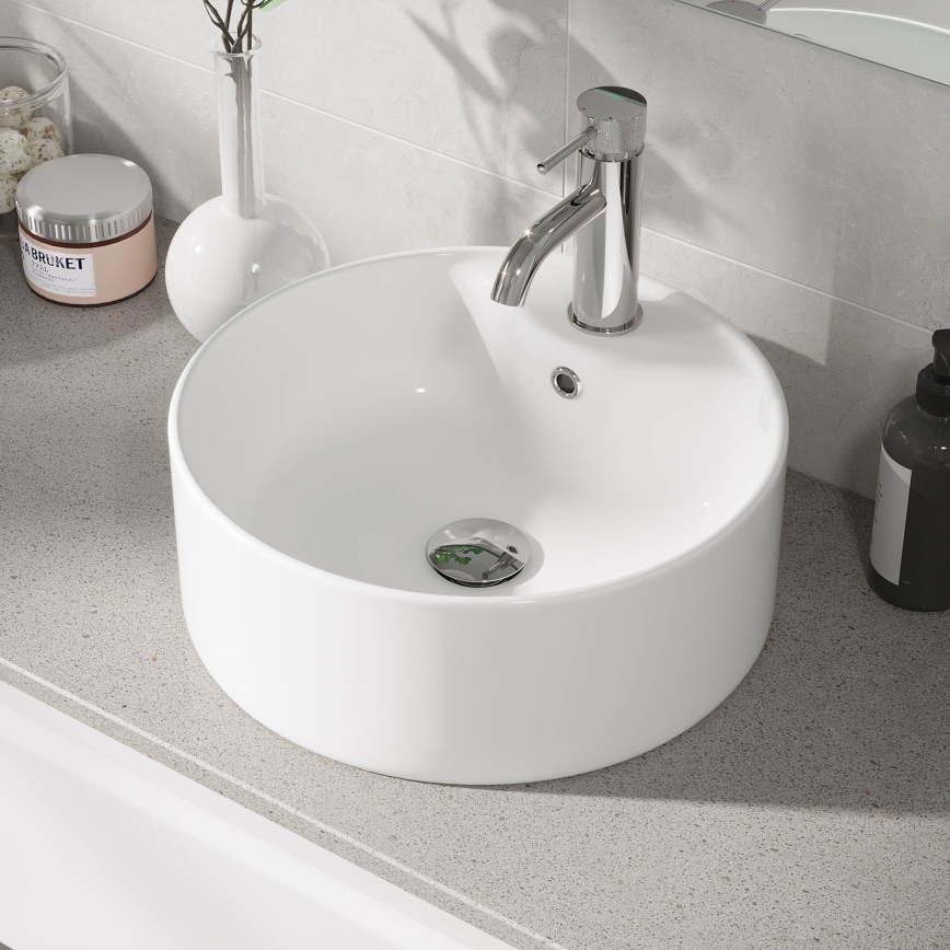 BATH DELUXE 06-038-09-11-00 - Nadgradni umivaonik VIKEDAL Ø 38 cm keramika/bijela