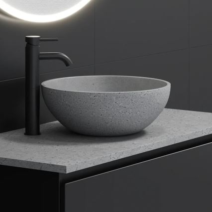 BATH DELUXE 06-039-19-23-00 - Nadgradni umivaonik BERGEN Ø 39 cm beton/siva