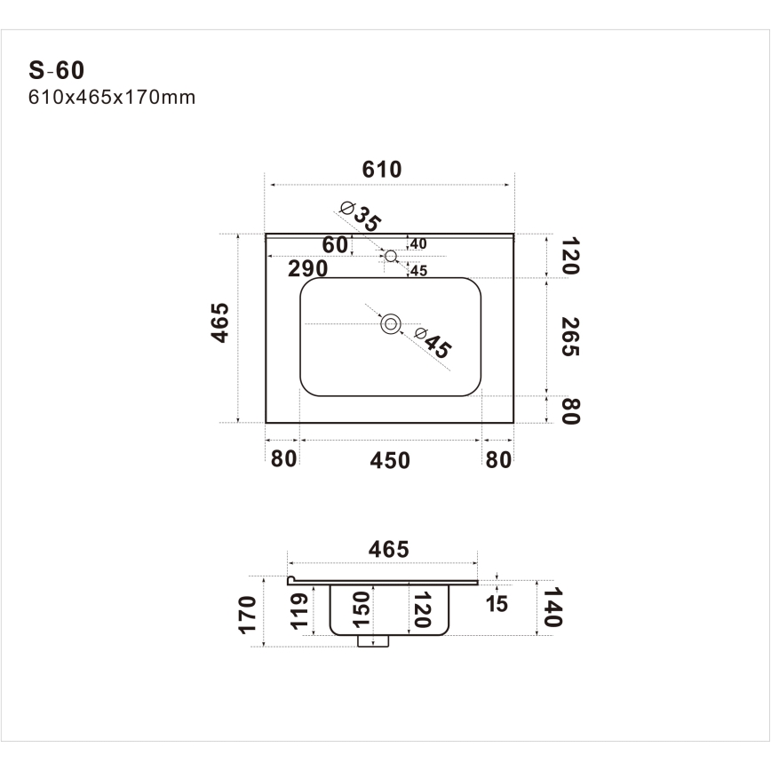 BATH DELUXE 06-060-27-02-00 - Ugradbeni umivaonik LILLESNAD 61x46 cm keramika/crna